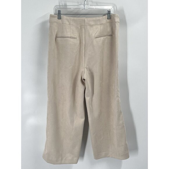 Ann Taylor Kate Ankle Trousers Pants Faux Suede Wide Leg Sz 12 NWT Cream - Picture 3 of 6